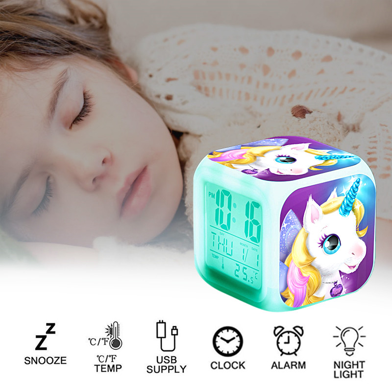 unicorn led digital alarm kids desk clock