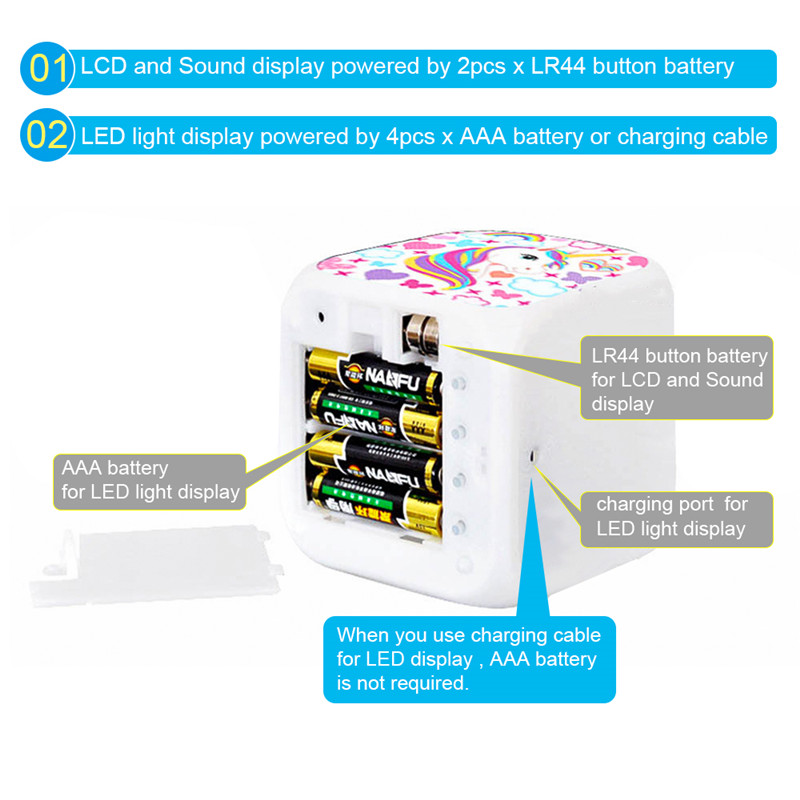 unicorn led digital alarm kids desk clock