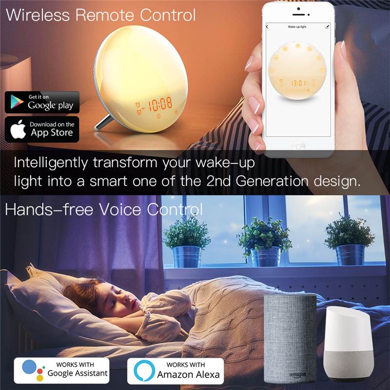 app controlled wifi smart wake up light workday alarm clock 