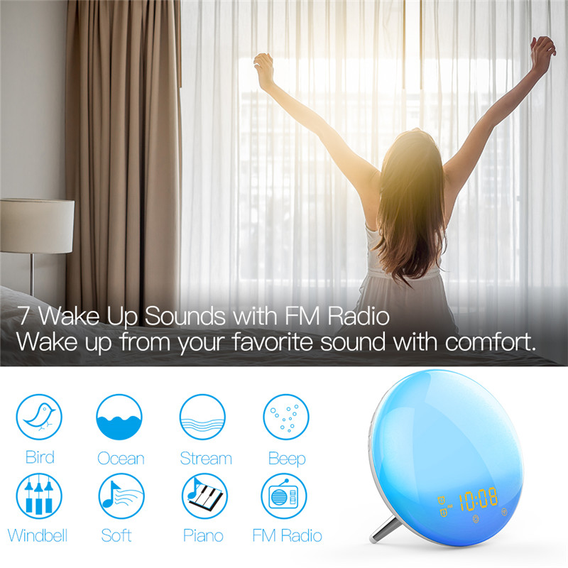 app controlled wifi smart wake up light workday alarm clock 