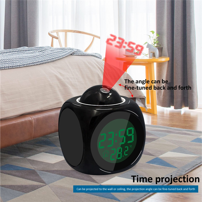 led projector digital alarm clock weather station