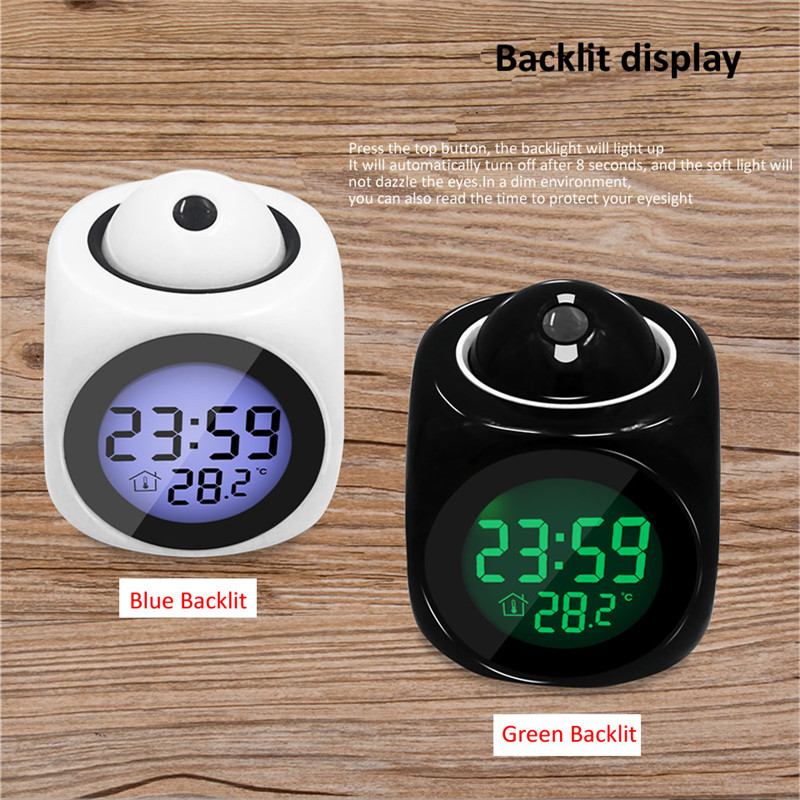 led projector digital alarm clock weather station