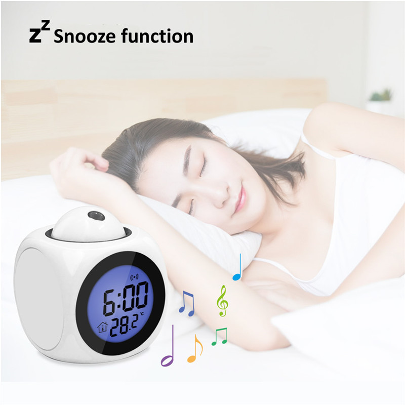 led projector digital alarm clock weather station