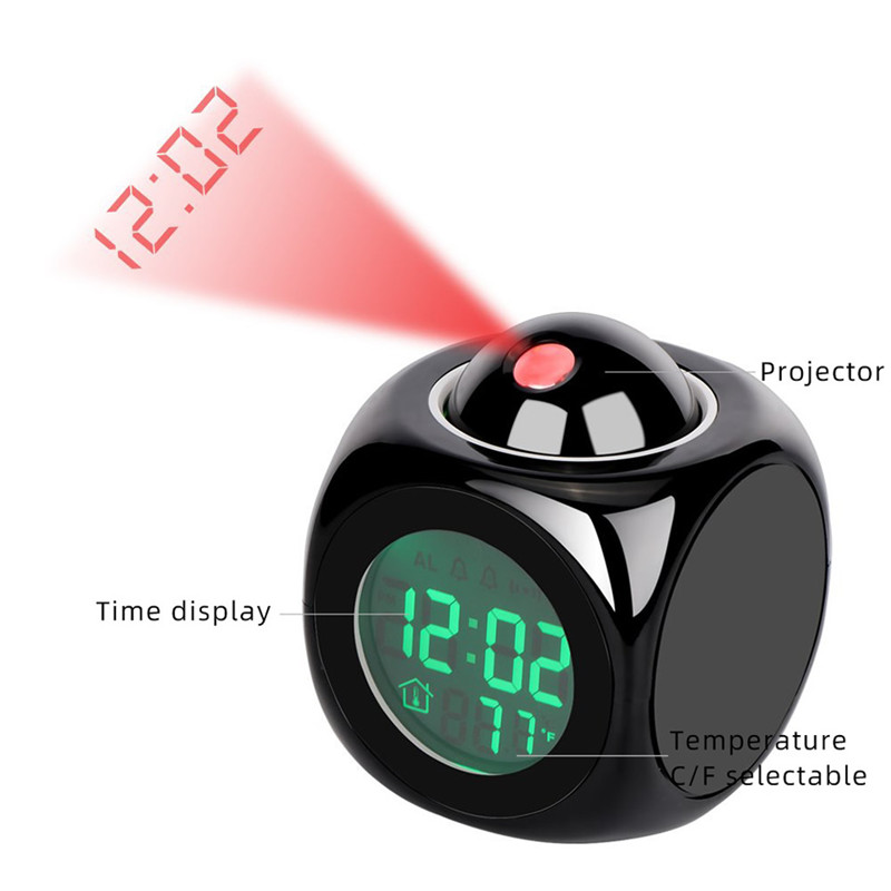 led projector digital alarm clock weather station