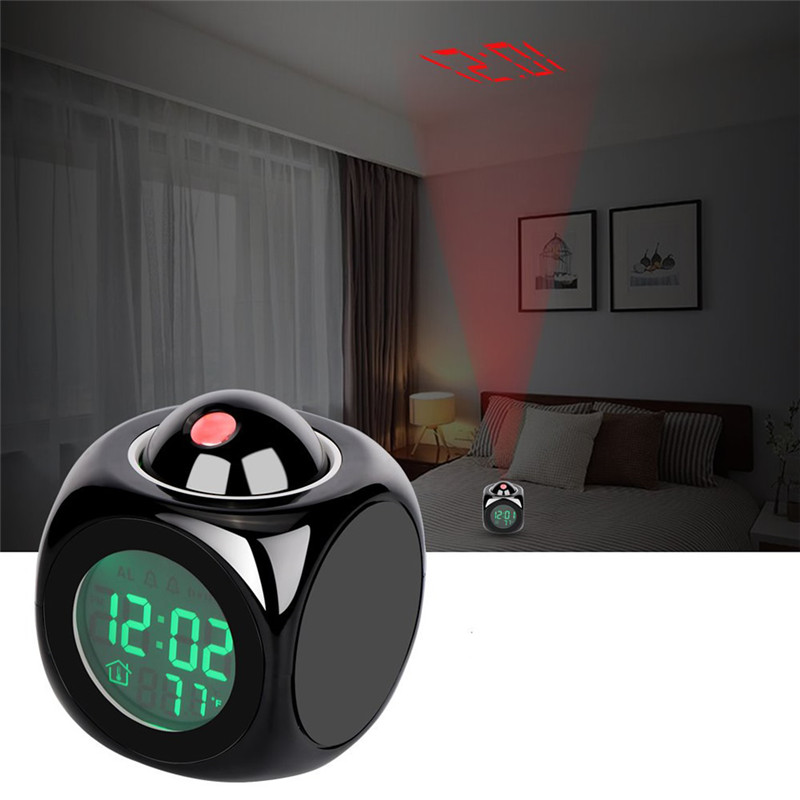 led projector digital alarm clock weather station