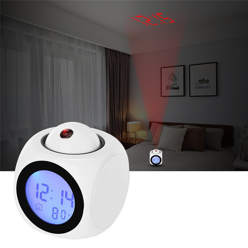 led projector digital alarm clock weather station