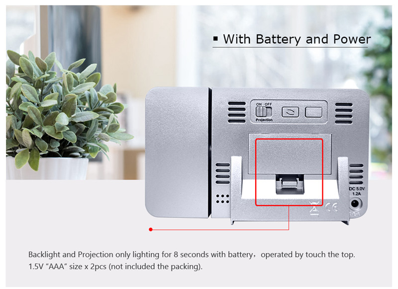 fanJu fj3531 led projection alarm clock date snooze table clock