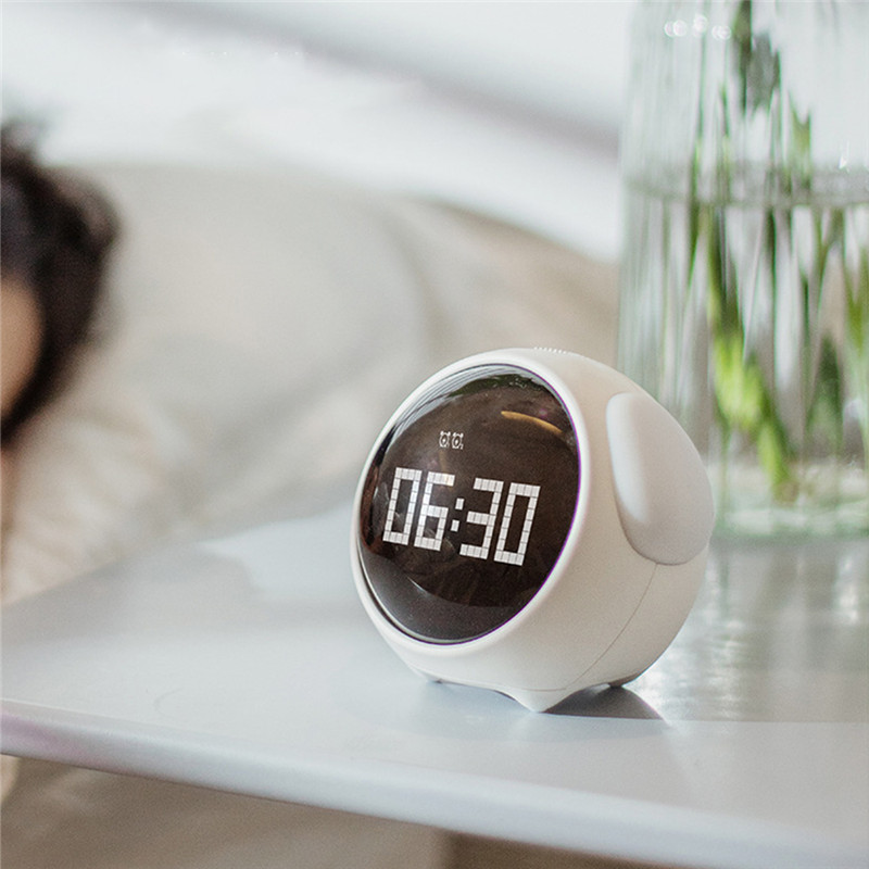 cute expression voice control chargeable digital alarm clock
