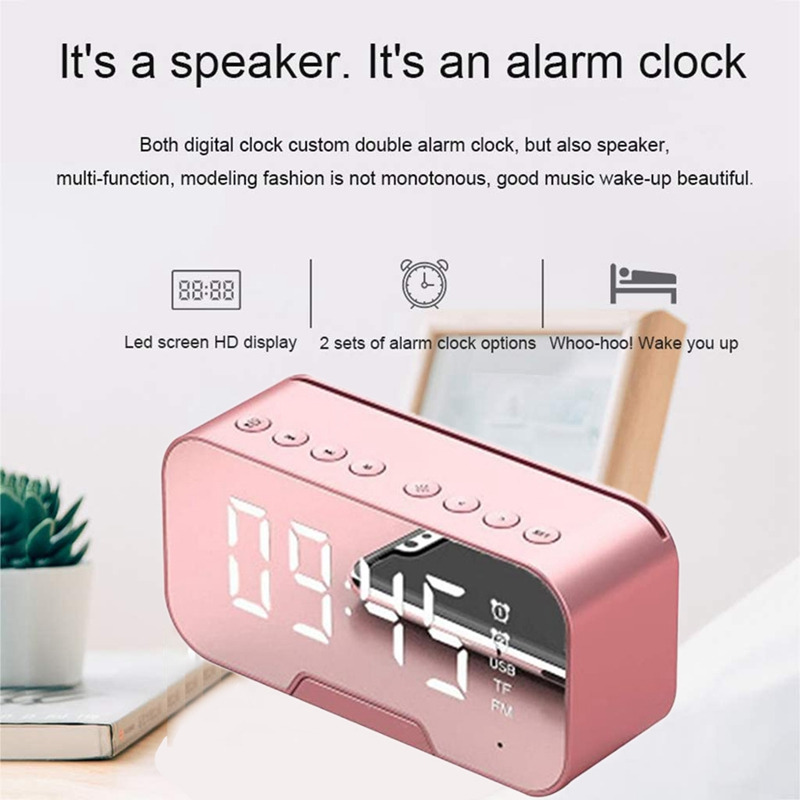 mirror led alarm clock bluetooth music player