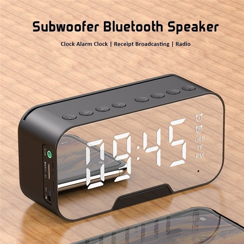 mirror led alarm clock bluetooth music player