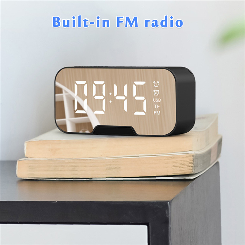 mirror led alarm clock bluetooth music player