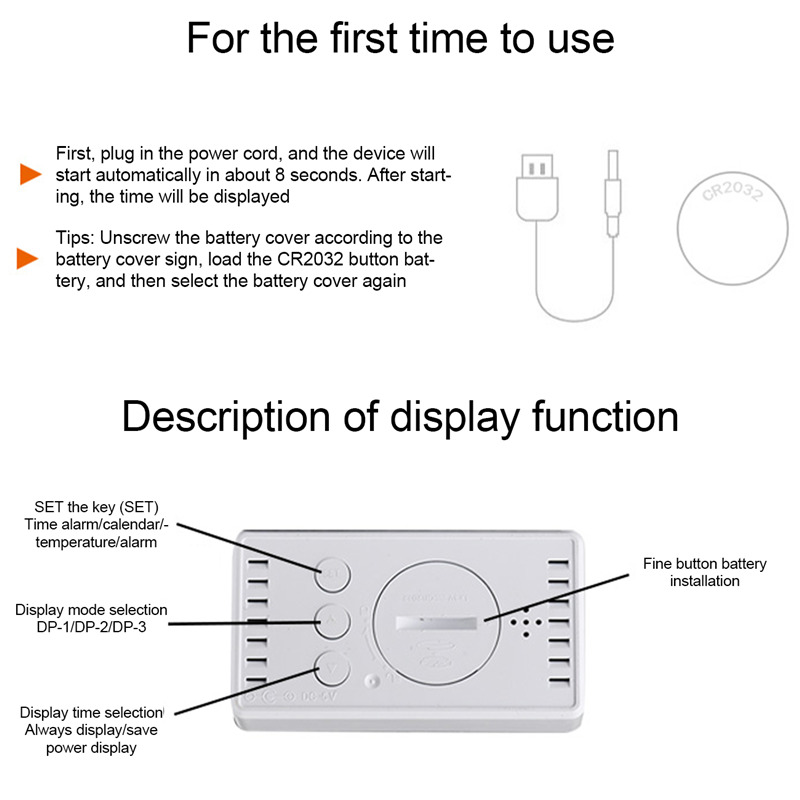 led mirror digital alarm electronic desktop clock