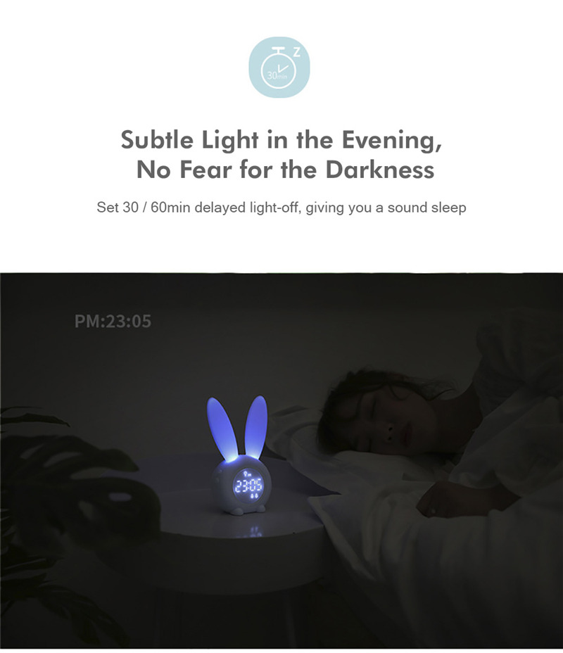 cute bunny led digital alarm clock electronic night lamp