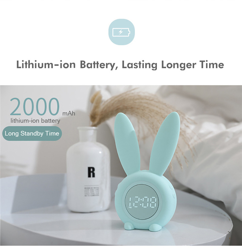 cute bunny led digital alarm clock electronic night lamp