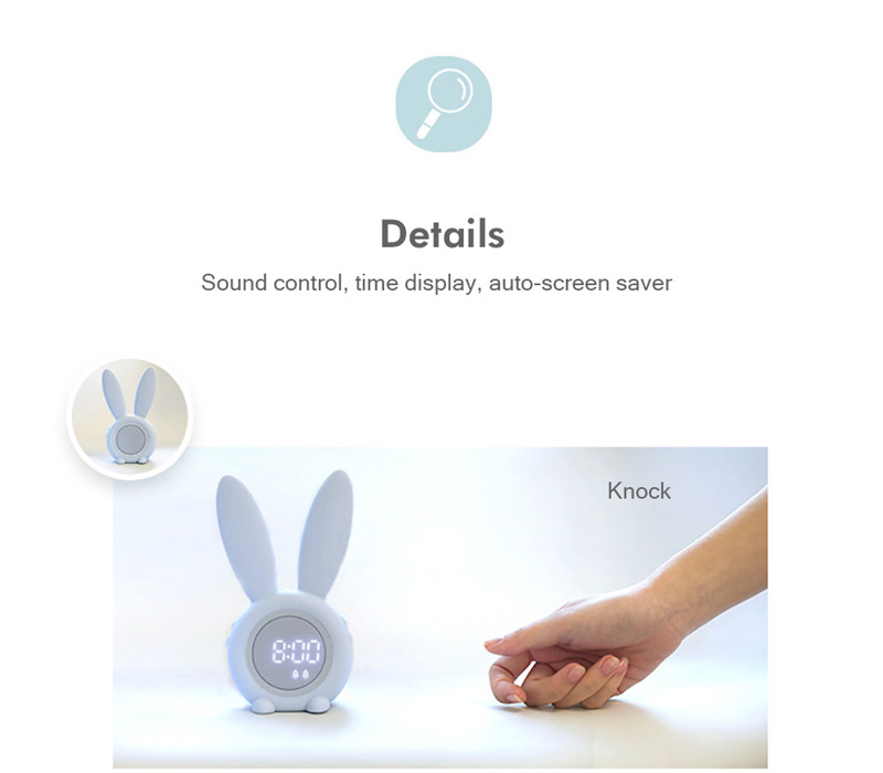cute bunny led digital alarm clock electronic night lamp