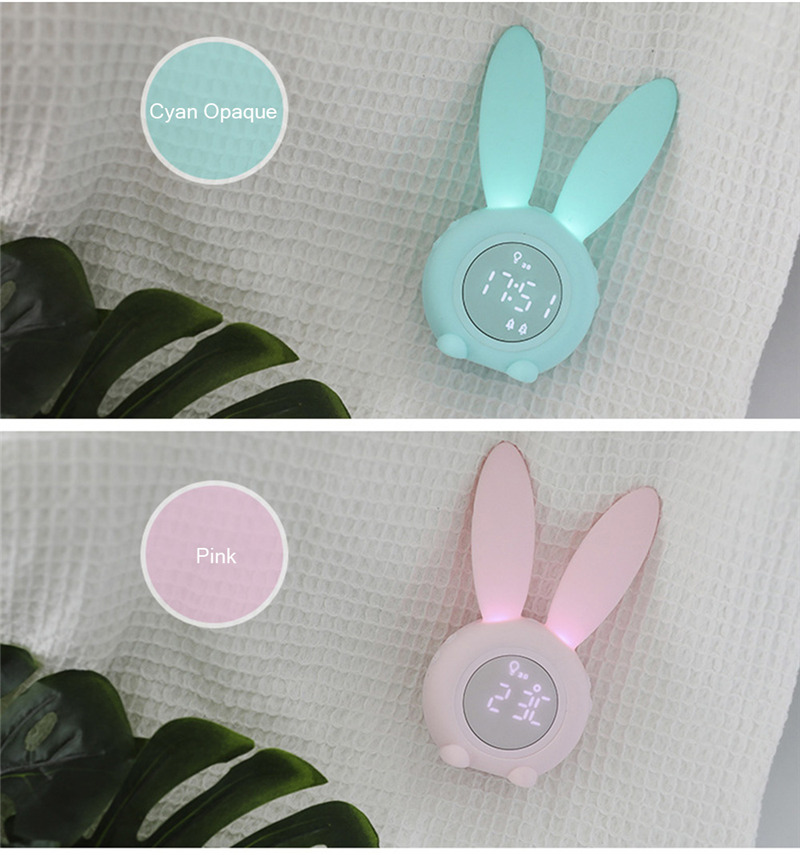 cute bunny led digital alarm clock electronic night lamp