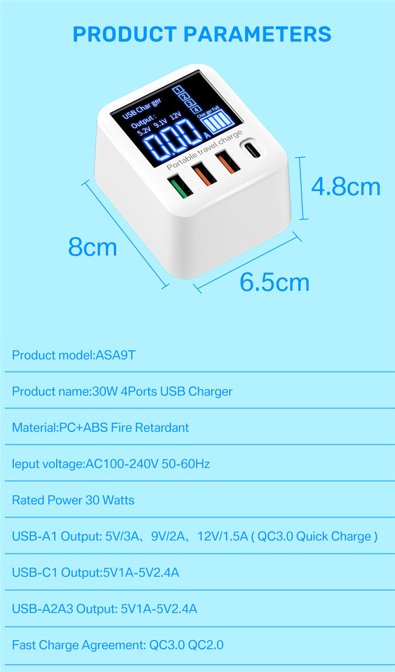 QC3.0 Fast Charging USB C Charger Portable Phone Charger iphone samsung