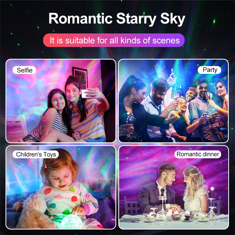 starry sky projector water wave bluetooth led night light