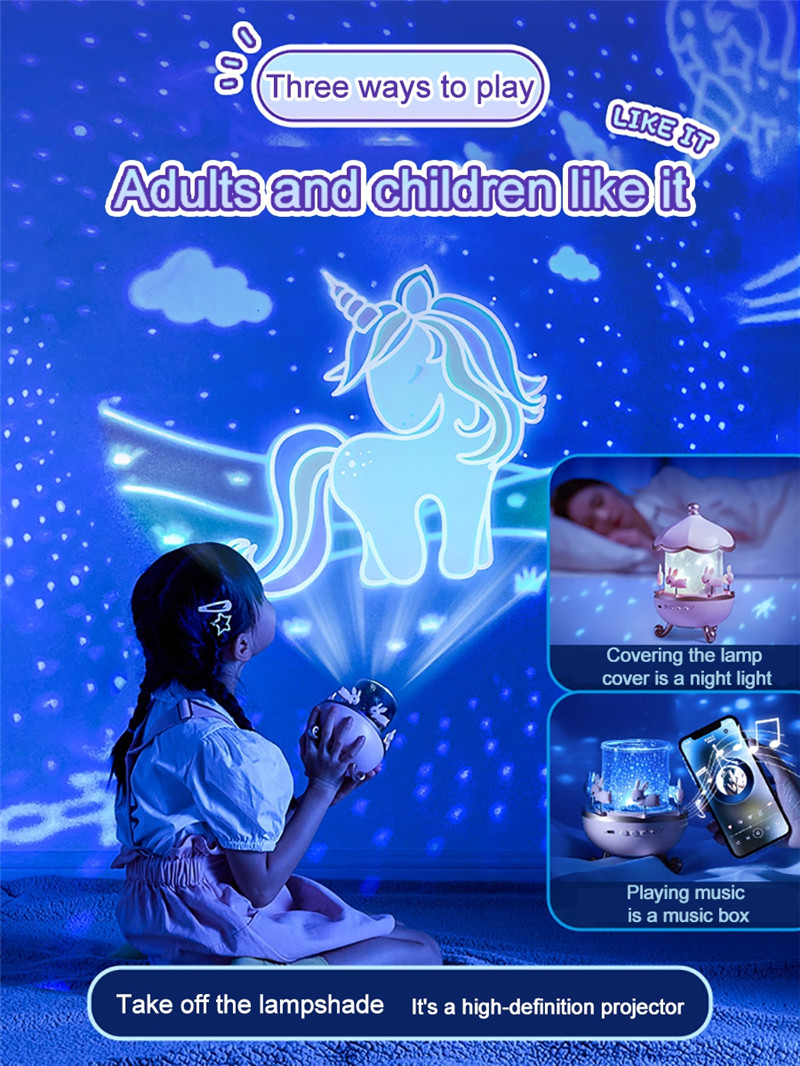 bluetooth speaker star projector rotatable rechargeable night light