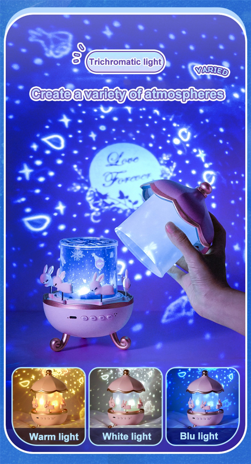 bluetooth speaker star projector rotatable rechargeable night light