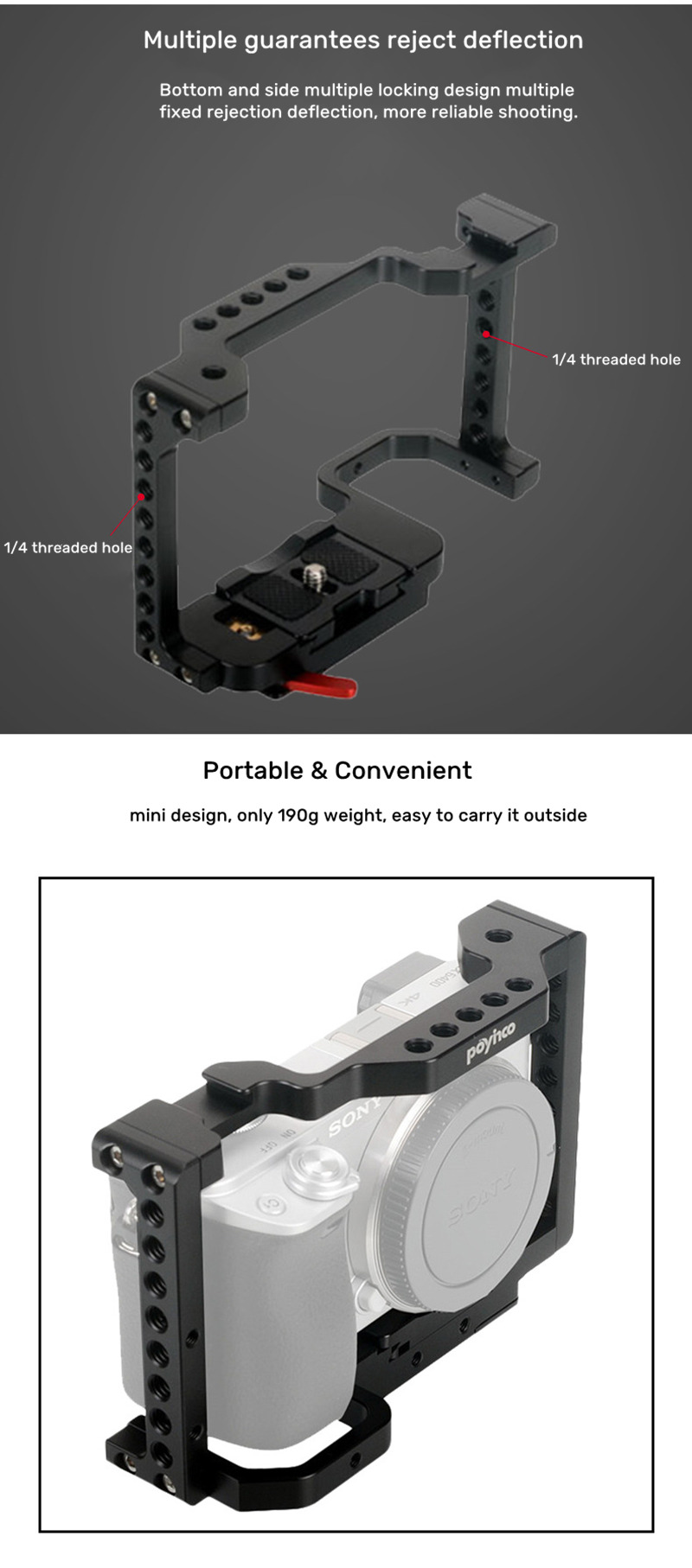 Portable camera stabilizer rabbit cage for sony A6400 A6500