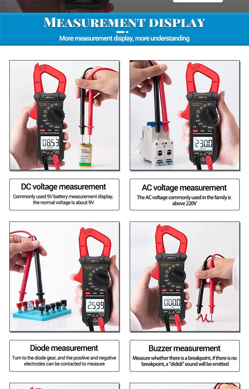 aneng st209 digital clamp meter dc ac 6000 ammeter voltage tester amp