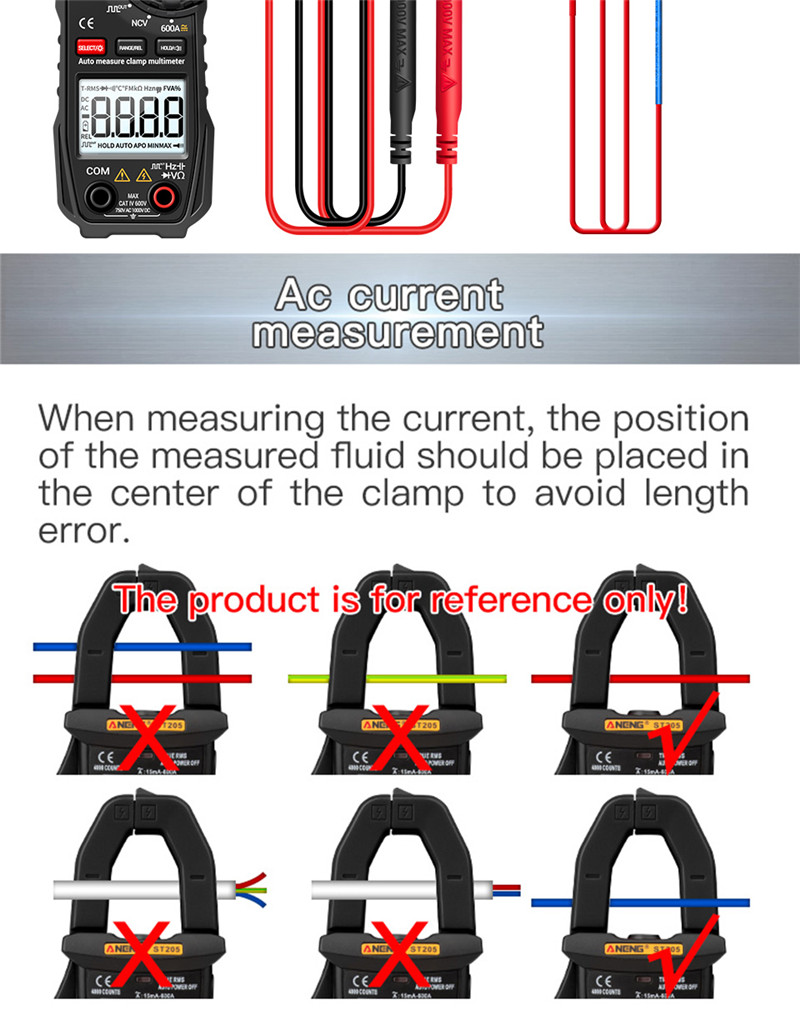 aneng st209 digital clamp meter dc ac 6000 ammeter voltage tester amp