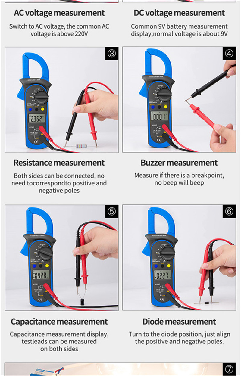 ANENG st201 digital clamp multimeter resistance ohm tester ac dc ammeter