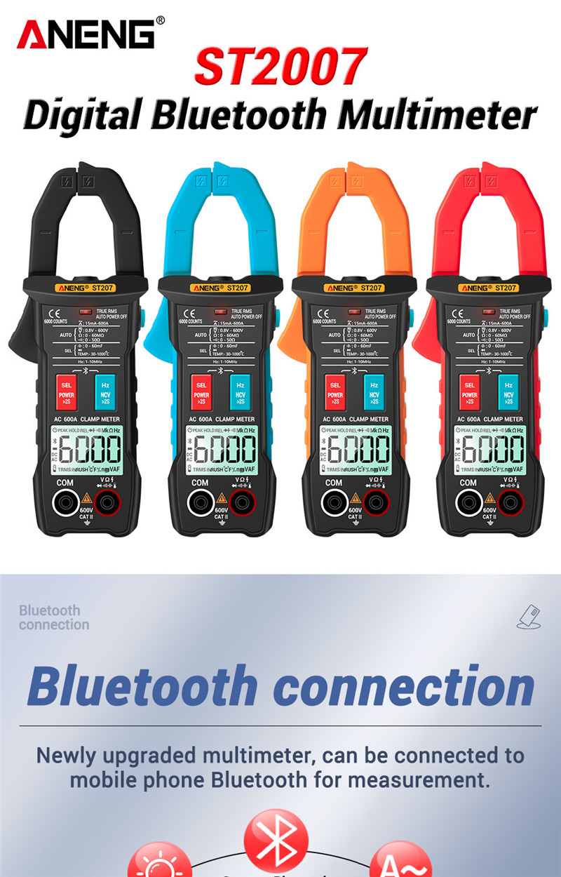 ANENG st207 digital bluetooth multimeter clamp rms