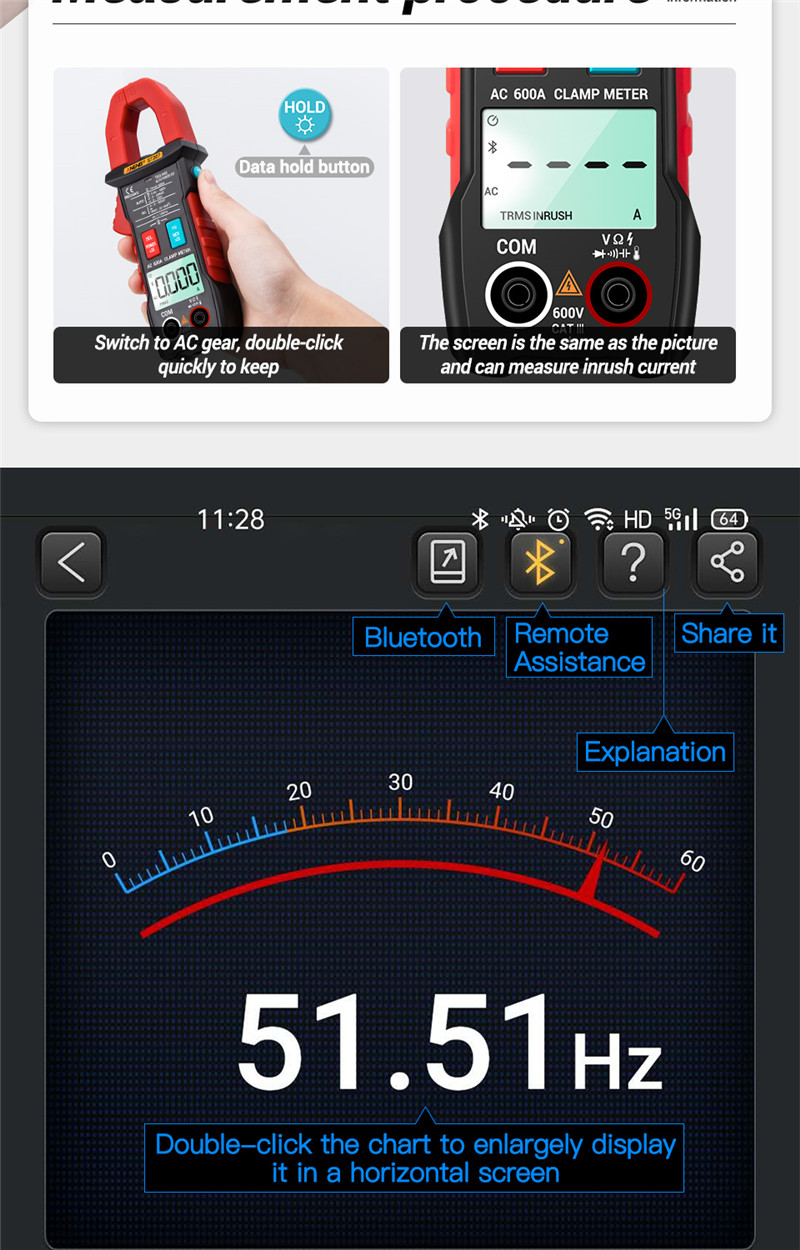 ANENG st207 digital bluetooth multimeter clamp rms