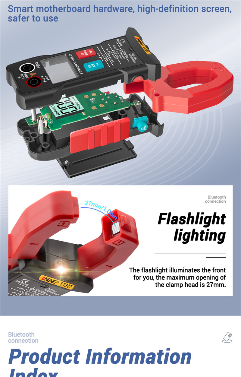 ANENG st207 digital bluetooth multimeter clamp rms