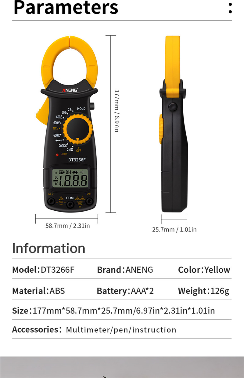 aneng dt3266F digital multimeter capacitor tester rms