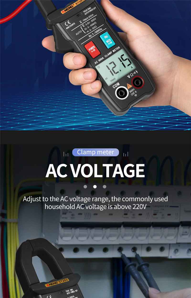 aneng st203 digital clamp meter multimeter rms