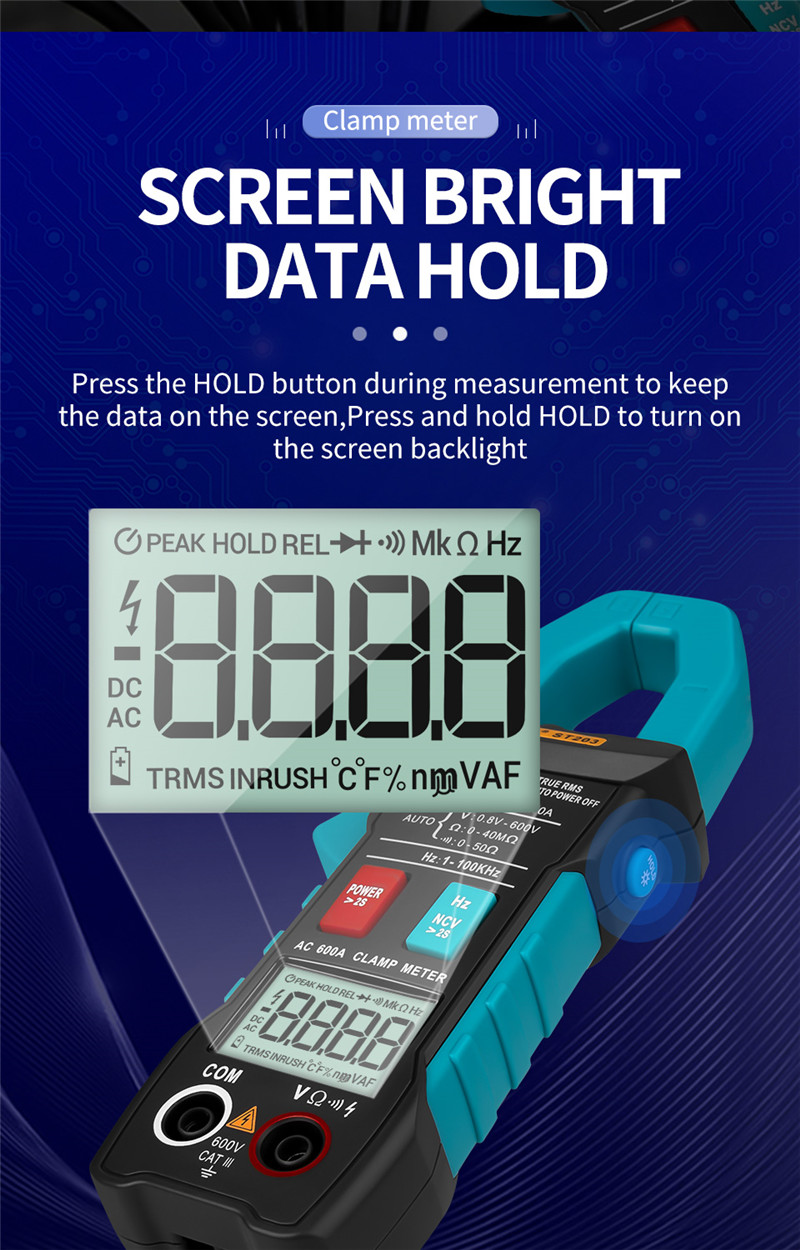 aneng st203 digital clamp meter multimeter rms