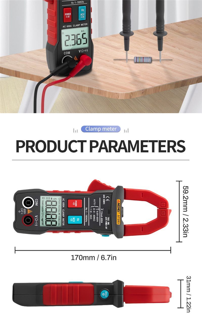 aneng st203 digital clamp meter multimeter rms