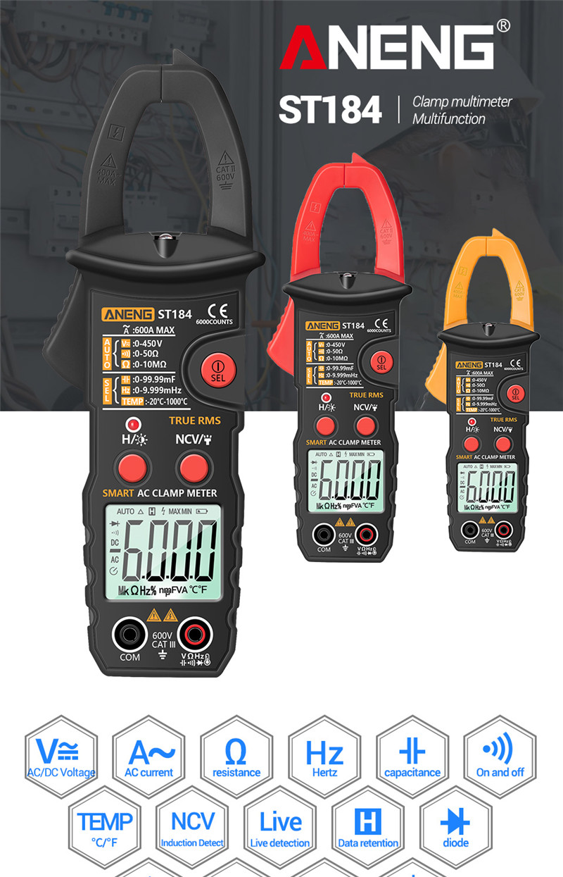 aneng st203 digital clamp meter multimeter rms