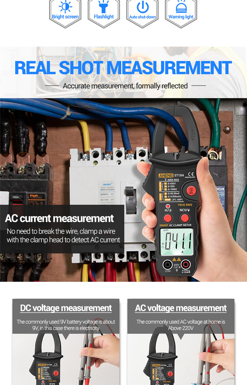 aneng st203 digital clamp meter multimeter rms