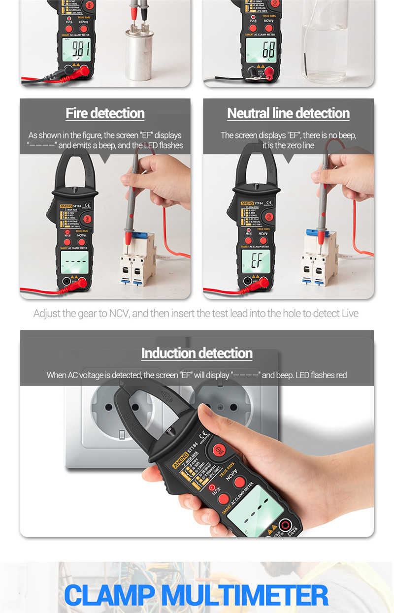 aneng st203 digital clamp meter multimeter rms