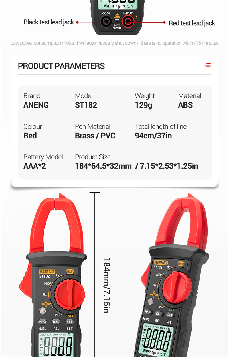 aneng st182 digital clamp meter voltage ammeter