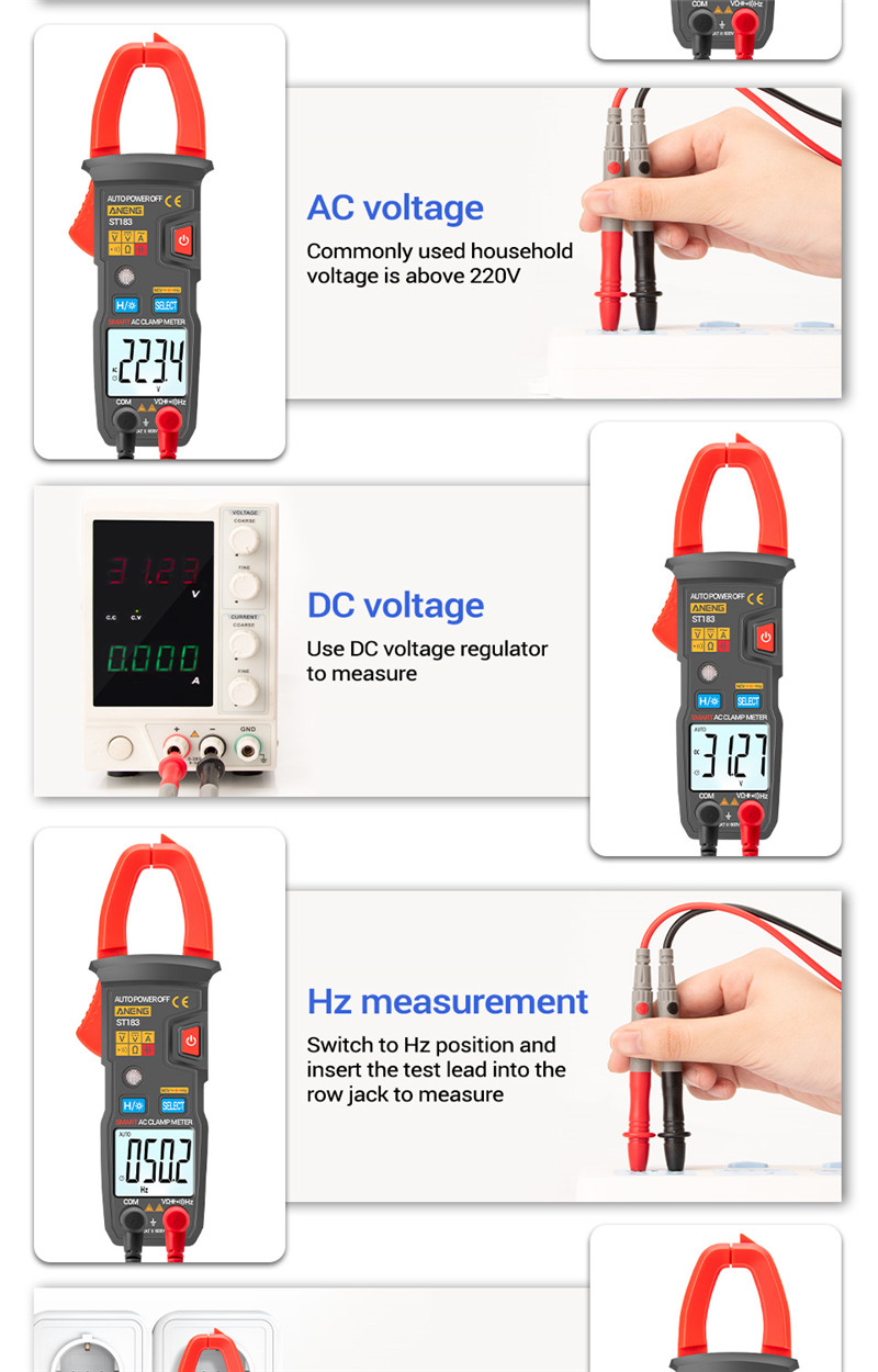 aneng st183 digital clamp meter voltage ammeter