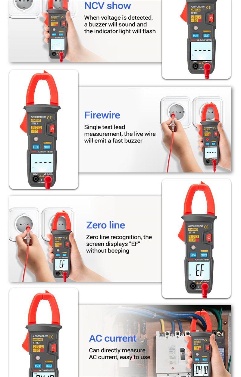 aneng st183 digital clamp meter voltage ammeter