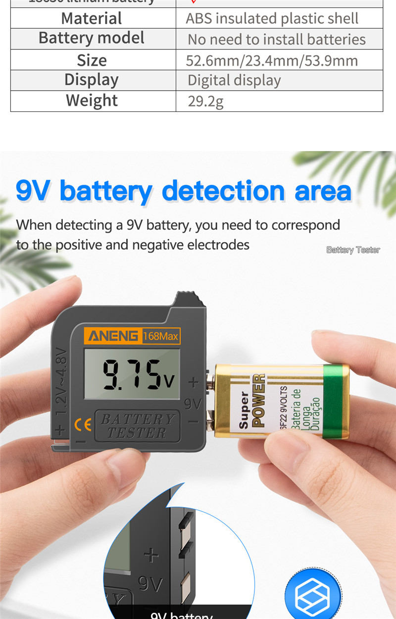 aneng 168max digital lithium battery capacity tester