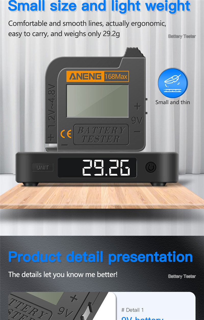 aneng 168max digital lithium battery capacity tester