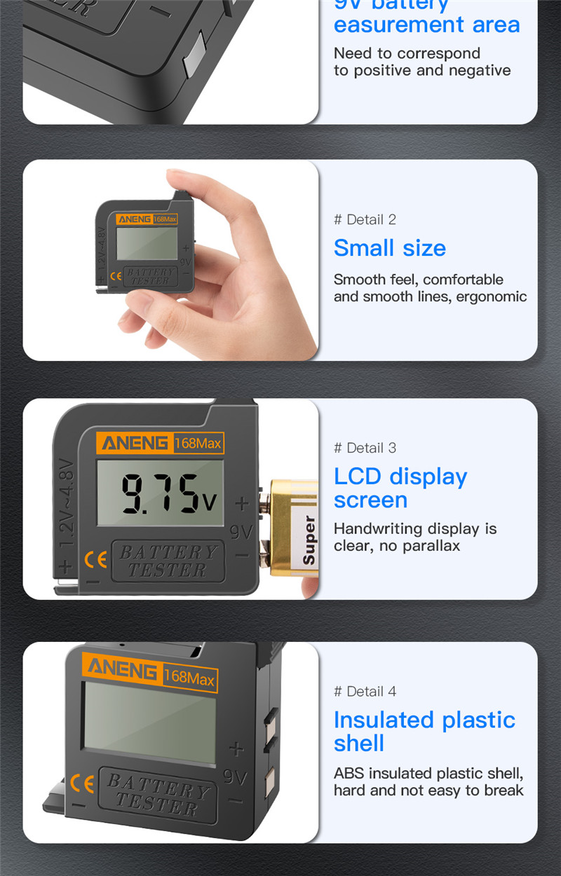 aneng 168max digital lithium battery capacity tester