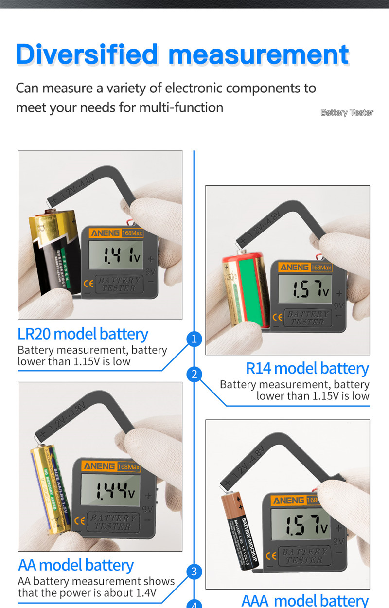 aneng 168max digital lithium battery capacity tester