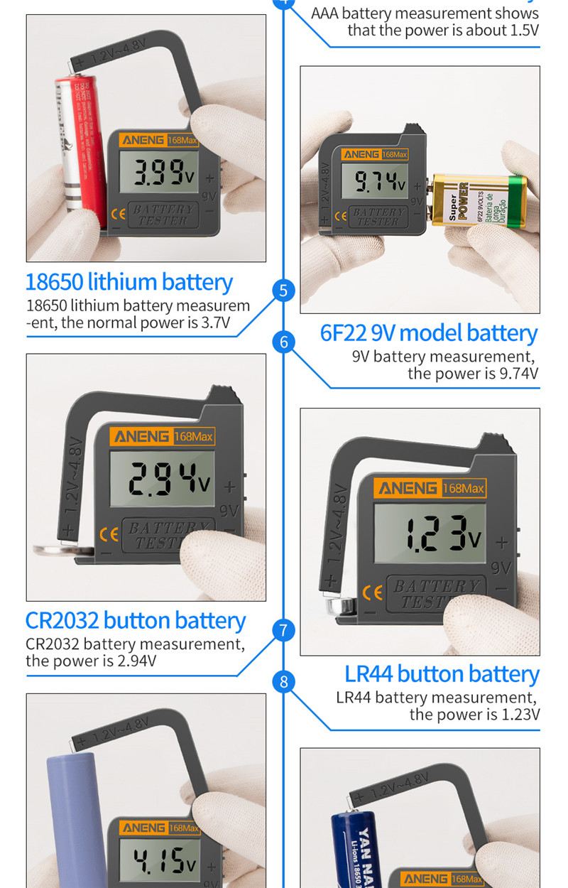 aneng 168max digital lithium battery capacity tester