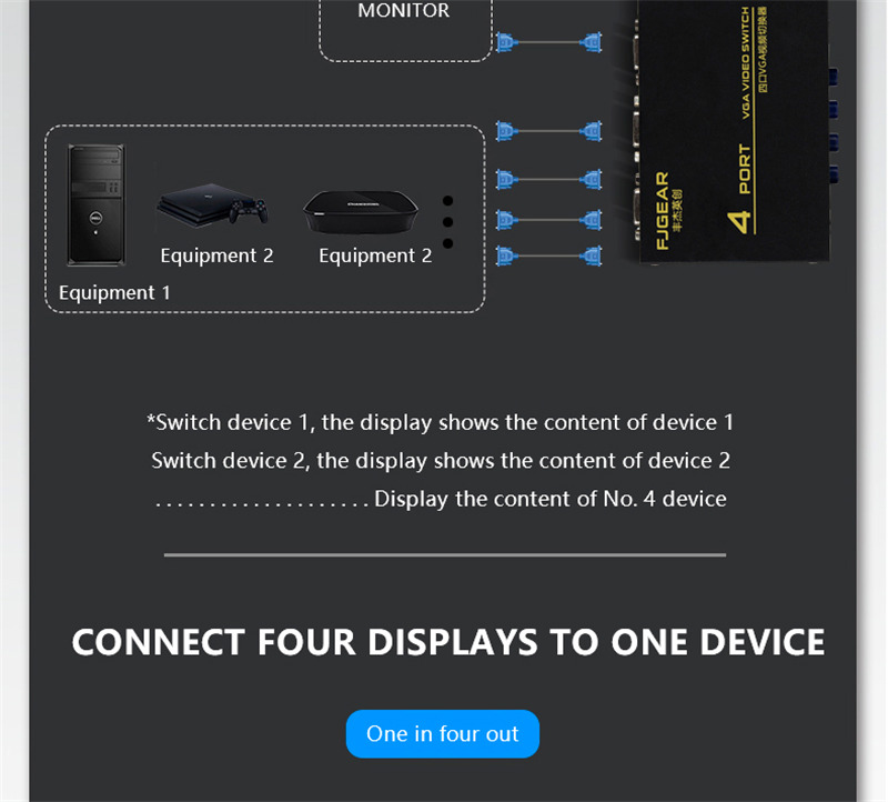 4 ports vga audio video switch box