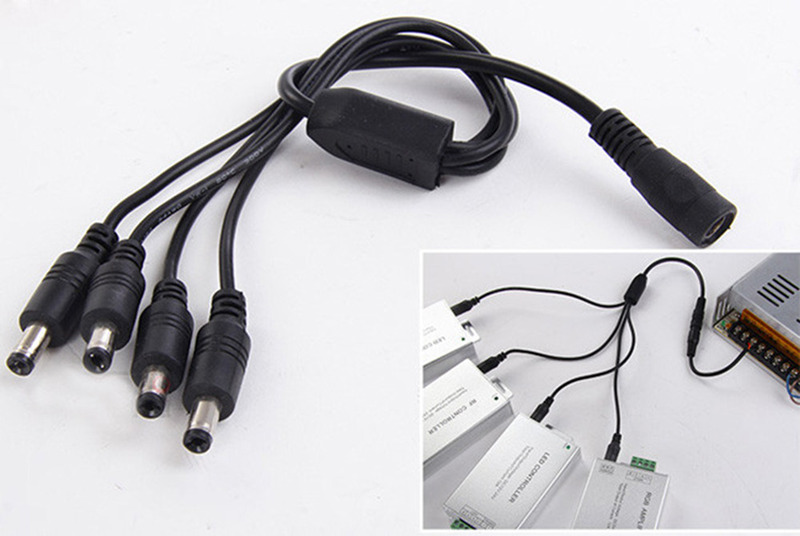 dc 12v 1 female 4 male way y splitter cctv cable