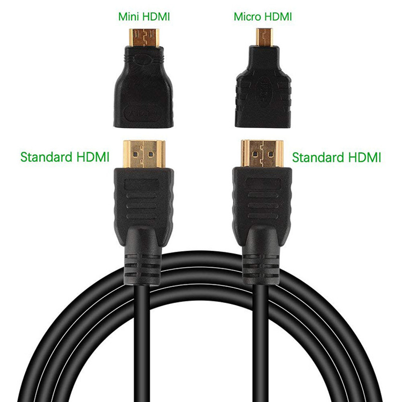150cm 3 in 1 mini micro hdmi cable adapter