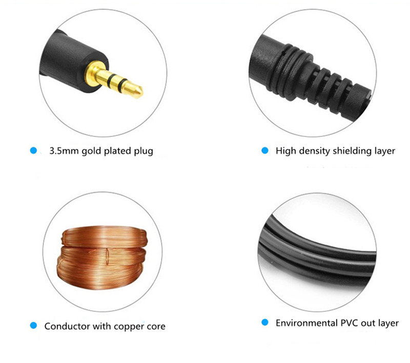 1.5m audio cable aux jack Stereo 3.5mm male to male vehicle connecting line